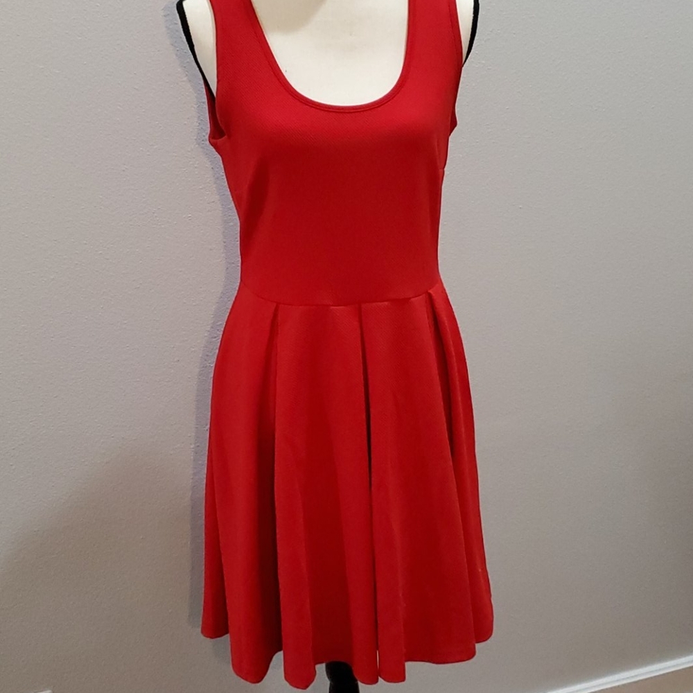 Casual red fit and flare dress